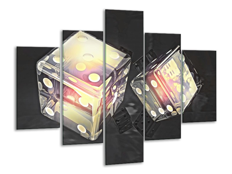 Canvas schilderij Modern | Geel, Grijs, Zwart | 100x70cm 5Luik