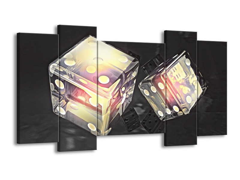 Canvas schilderij Modern | Geel, Grijs, Zwart | 120x65 5Luik