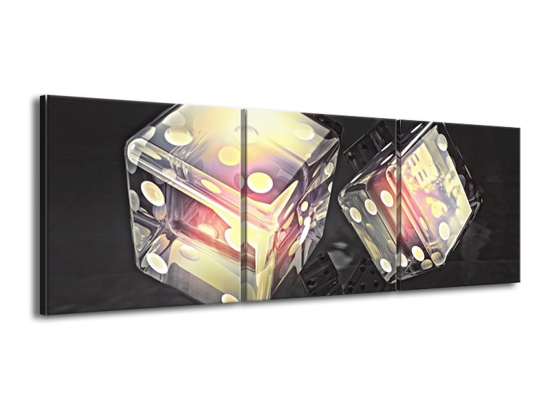 Canvas schilderij Modern | Geel, Grijs, Zwart | 150x50cm 3Luik