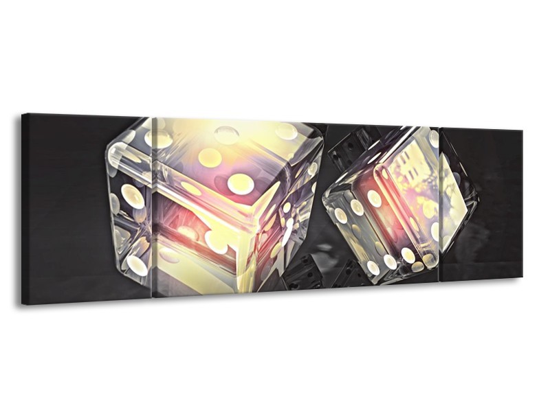 Canvas schilderij Modern | Geel, Grijs, Zwart | 170x50cm 3Luik