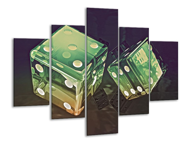 Canvas schilderij Modern | Groen, Geel, Zwart | 100x70cm 5Luik