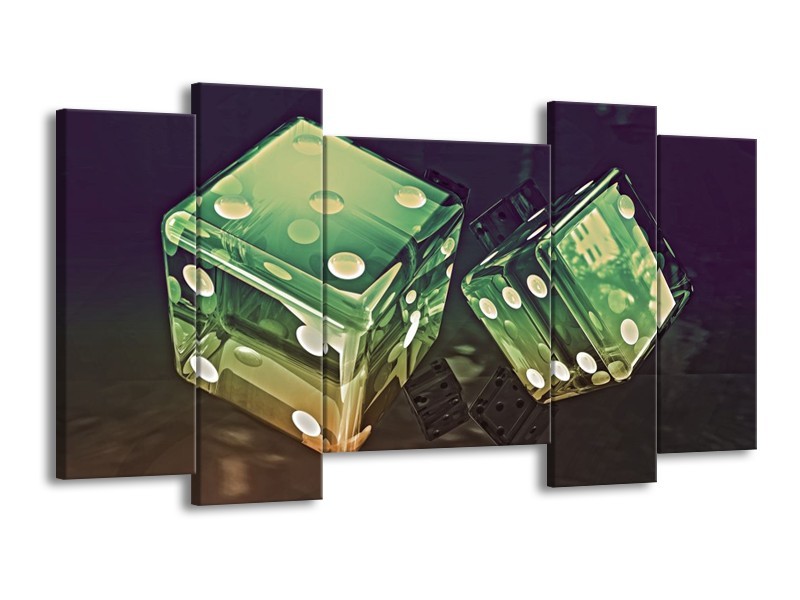 Canvas schilderij Modern | Groen, Geel, Zwart | 120x65 5Luik