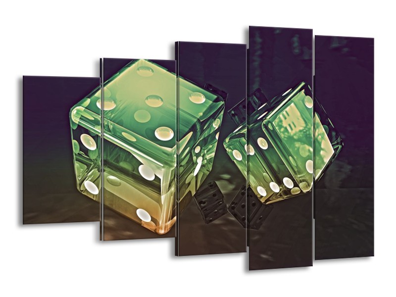 Canvas schilderij Modern | Groen, Geel, Zwart | 150x100cm 5Luik