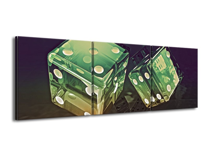 Canvas schilderij Modern | Groen, Geel, Zwart | 150x50cm 3Luik