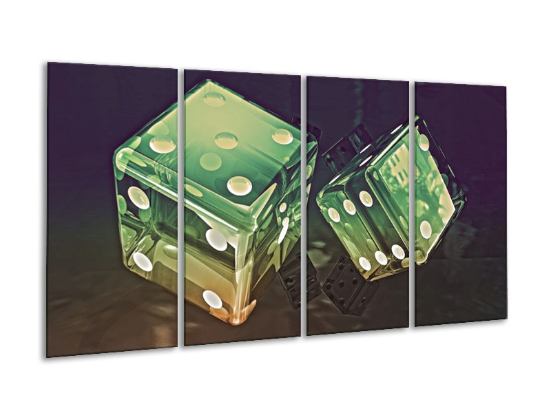 Canvas schilderij Modern | Groen, Geel, Zwart | 160x80cm 4Luik