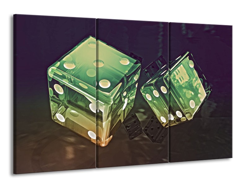 Canvas schilderij Modern | Groen, Geel, Zwart | 165x100cm 3Luik