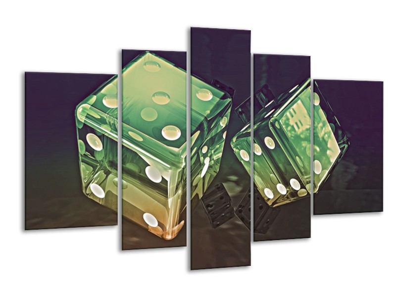 Canvas schilderij Modern | Groen, Geel, Zwart | 170x100cm 5Luik