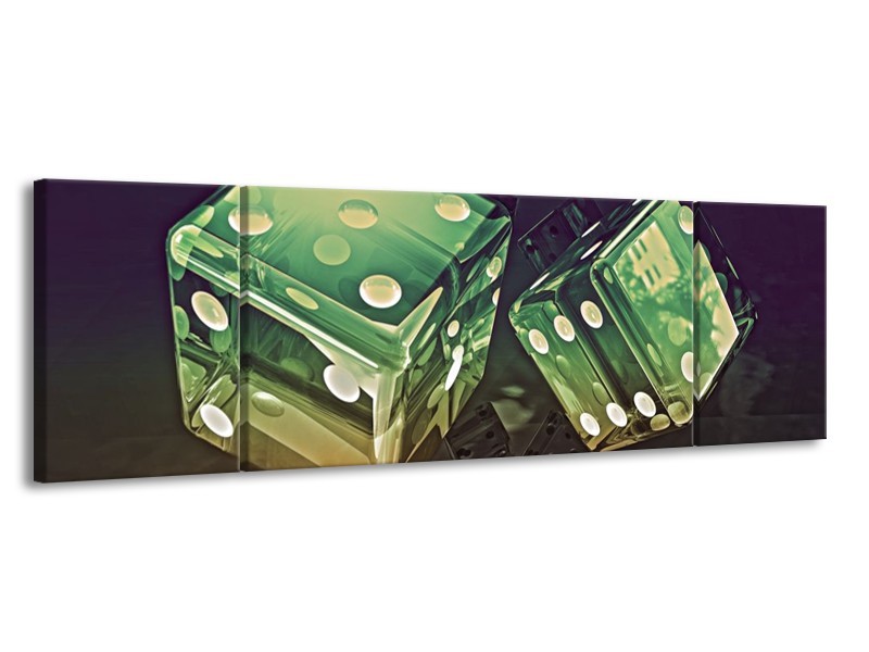 Canvas schilderij Modern | Groen, Geel, Zwart | 170x50cm 3Luik