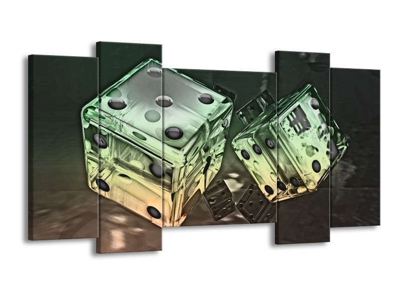 Canvas schilderij Modern | Groen, Geel, Zwart | 120x65 5Luik