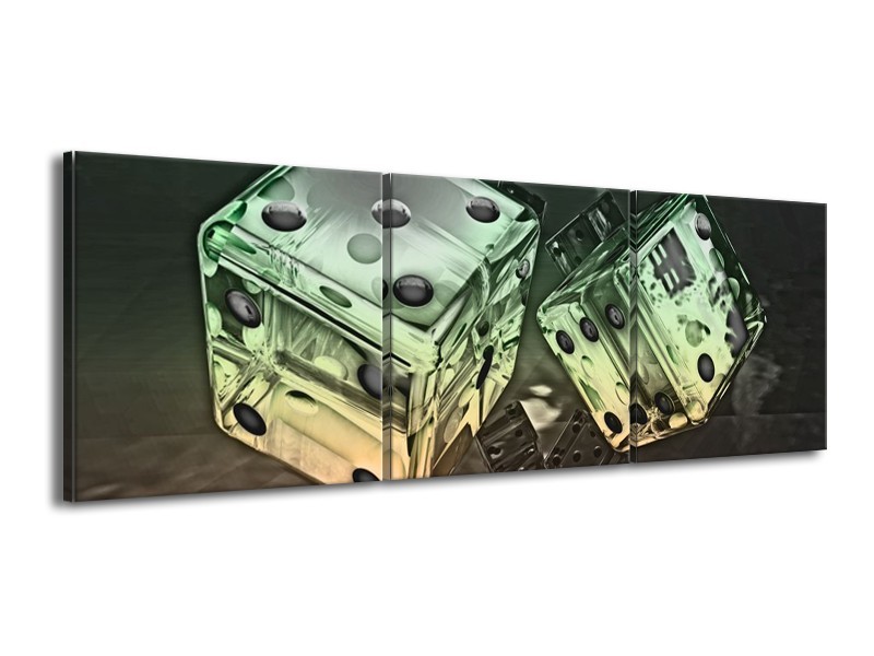 Canvas schilderij Modern | Groen, Geel, Zwart | 150x50cm 3Luik