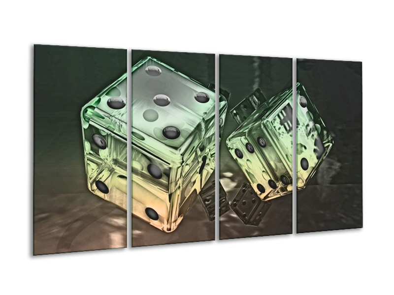 Canvas schilderij Modern | Groen, Geel, Zwart | 160x80cm 4Luik