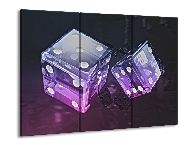 Canvas schilderij Modern | Paars, Blauw, Zwart | 90x60cm 3Luik