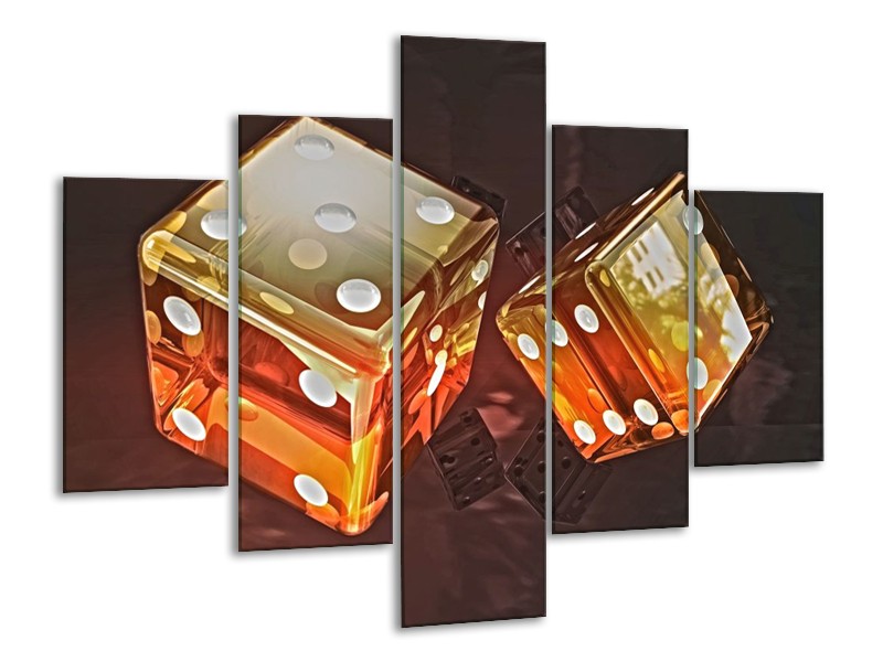 Canvas schilderij Modern | Oranje, Geel, Zwart | 100x70cm 5Luik