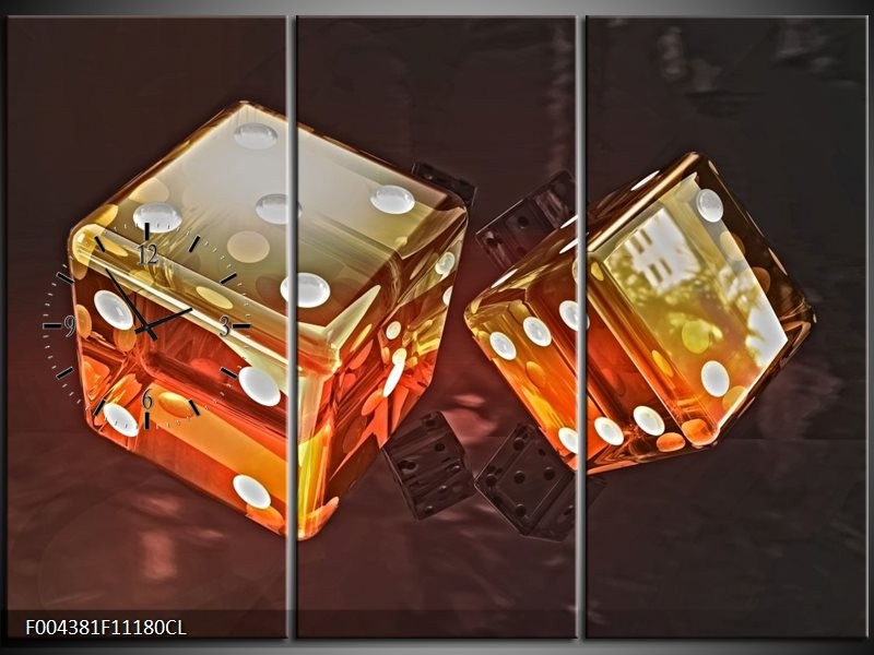 Klok schilderij Modern | Oranje, Geel, Zwart | 111x80cm 3Luik
