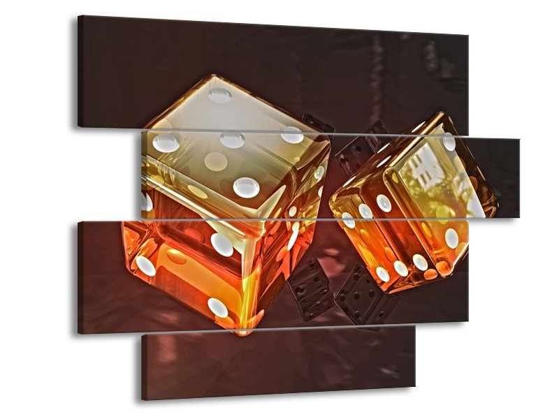 Canvas schilderij Modern | Oranje, Geel, Zwart | 115x85cm 4Luik