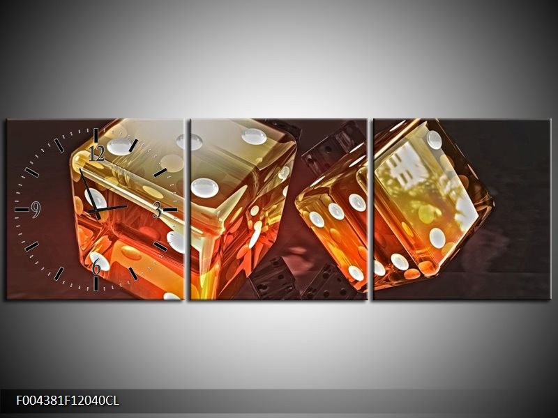 Klok schilderij Modern | Oranje, Geel, Zwart | 120x40cm 3Luik