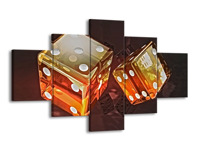 Canvas schilderij Modern | Oranje, Geel, Zwart | 125x70cm 5Luik