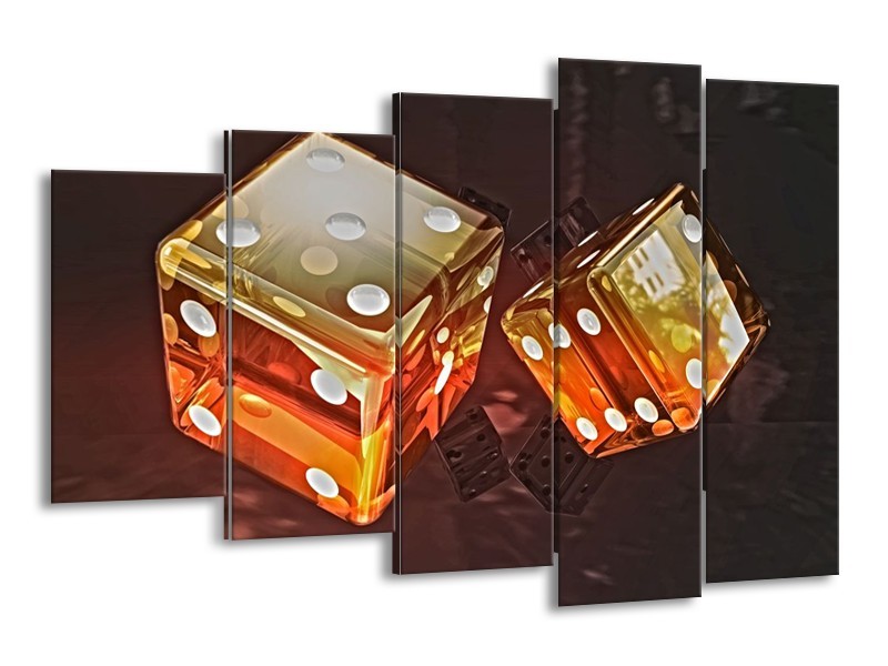 Canvas schilderij Modern | Oranje, Geel, Zwart | 150x100cm 5Luik
