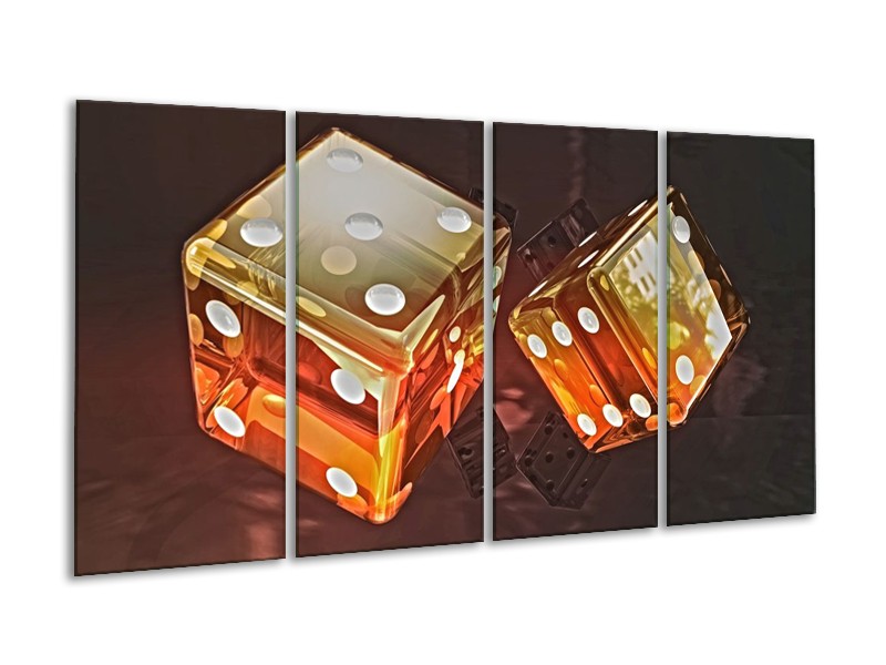 Canvas schilderij Modern | Oranje, Geel, Zwart | 160x80cm 4Luik