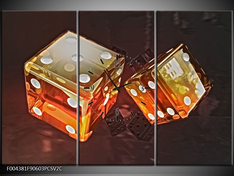 Klok schilderij Modern | Oranje, Geel, Zwart | 90x60cm 3Luik