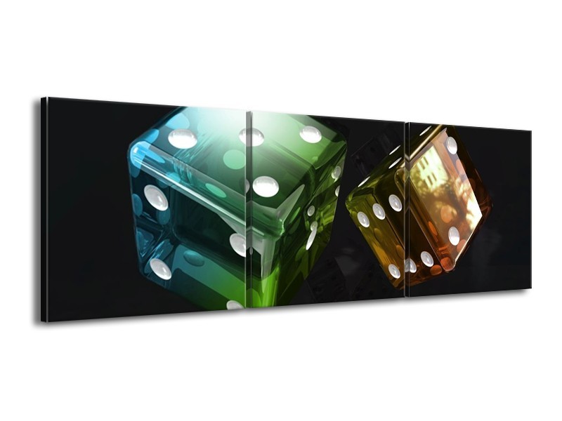 Canvas schilderij Modern | Groen, Blauw, Zwart | 150x50cm 3Luik