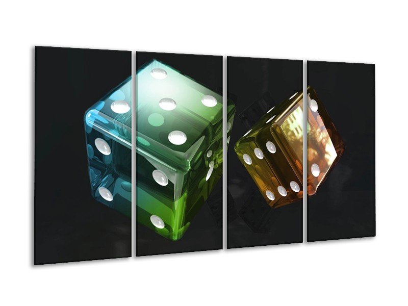 Canvas schilderij Modern | Groen, Blauw, Zwart | 160x80cm 4Luik