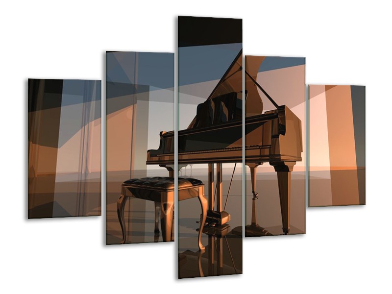 Glas schilderij Piano | Bruin, Grijs | 100x70cm 5Luik