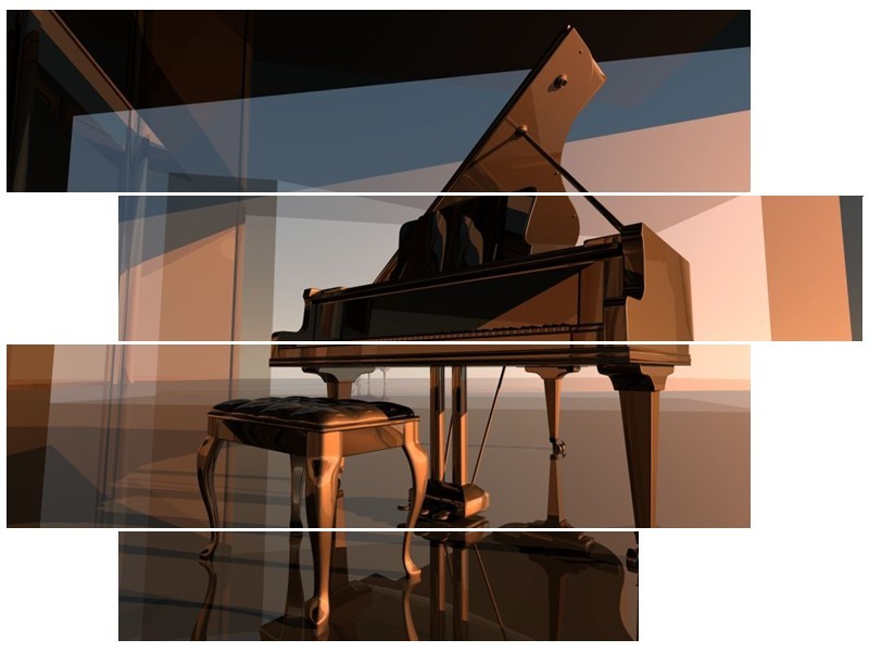 Glas schilderij Piano | Bruin, Grijs | 115x85cm 4Luik