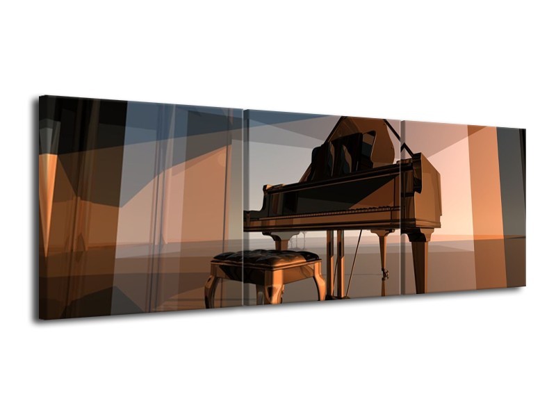 Glas schilderij Piano | Bruin, Grijs | 120x40cm 3Luik