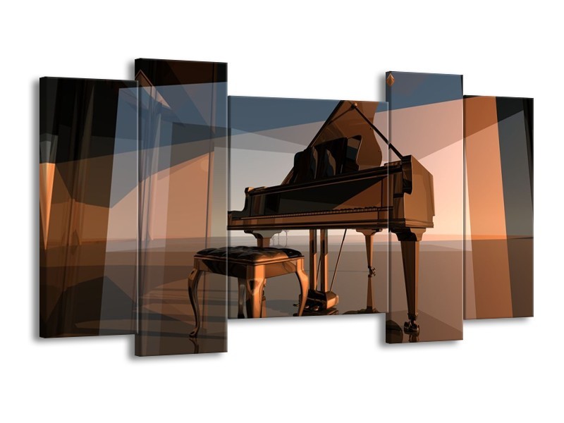 Glas schilderij Piano | Bruin, Grijs | 120x65cm 5Luik