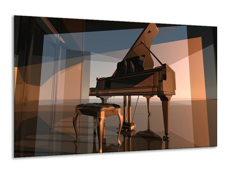Glas schilderij Piano | Bruin, Grijs | 120x70cm 1Luik