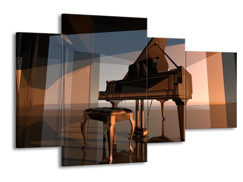 Glas schilderij Piano | Bruin, Grijs | 120x75cm 4Luik