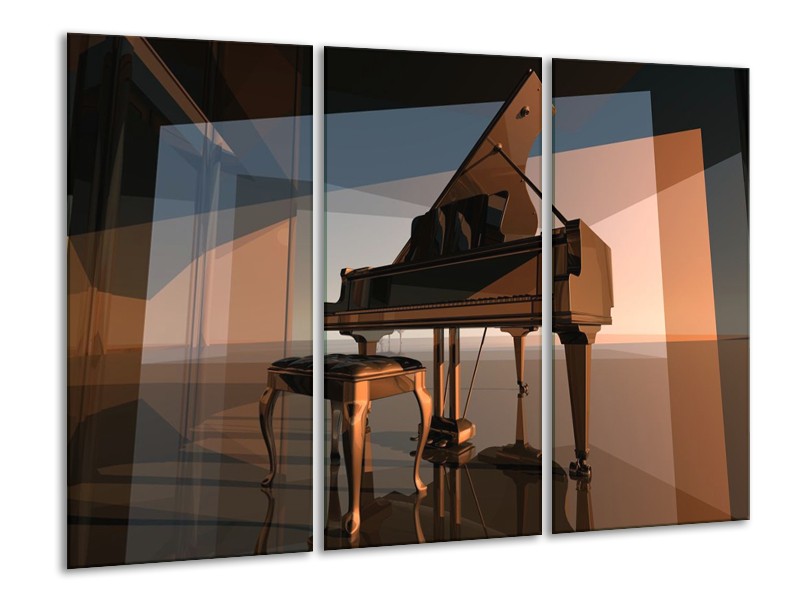 Canvas schilderij Piano | Bruin, Grijs | 120x80cm 3Luik