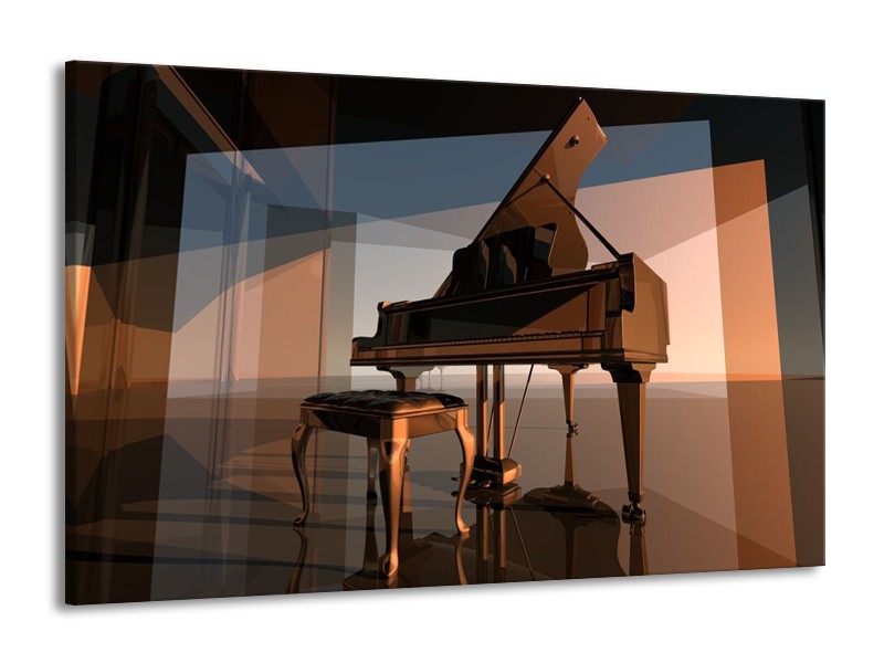 Glas schilderij Piano | Bruin, Grijs | 140x90cm 1Luik