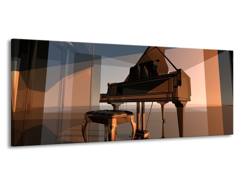 Glas schilderij Piano | Bruin, Grijs | 145x58cm 1Luik