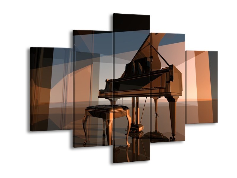 Glas schilderij Piano | Bruin, Grijs | 150x105cm 5Luik