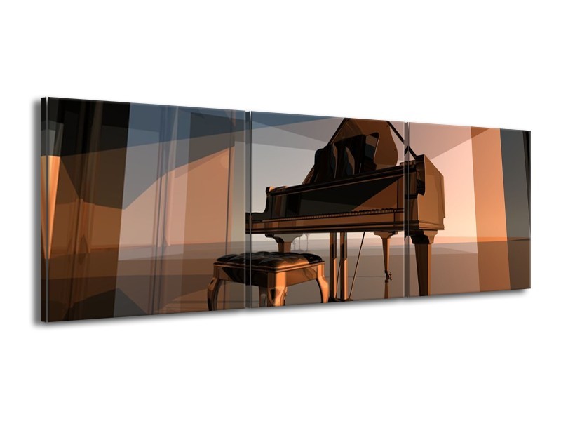 Glas schilderij Piano | Bruin, Grijs | 150x50cm 3Luik