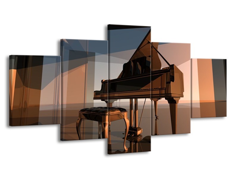 Glas schilderij Piano | Bruin, Grijs | 150x80cm 5Luik