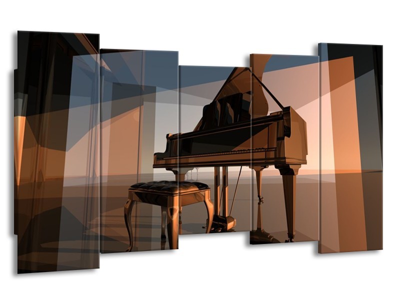 Glas schilderij Piano | Bruin, Grijs | 150x80cm 5Luik