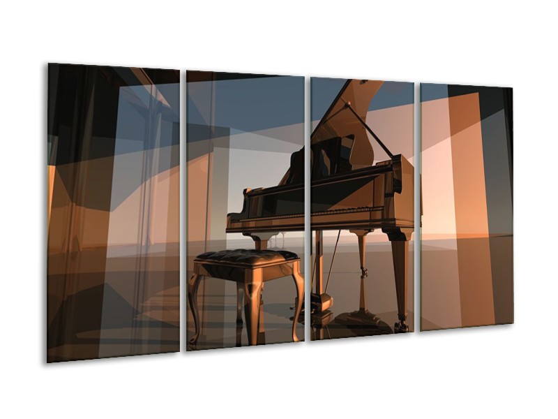 Glas schilderij Piano | Bruin, Grijs | 160x80cm 4Luik