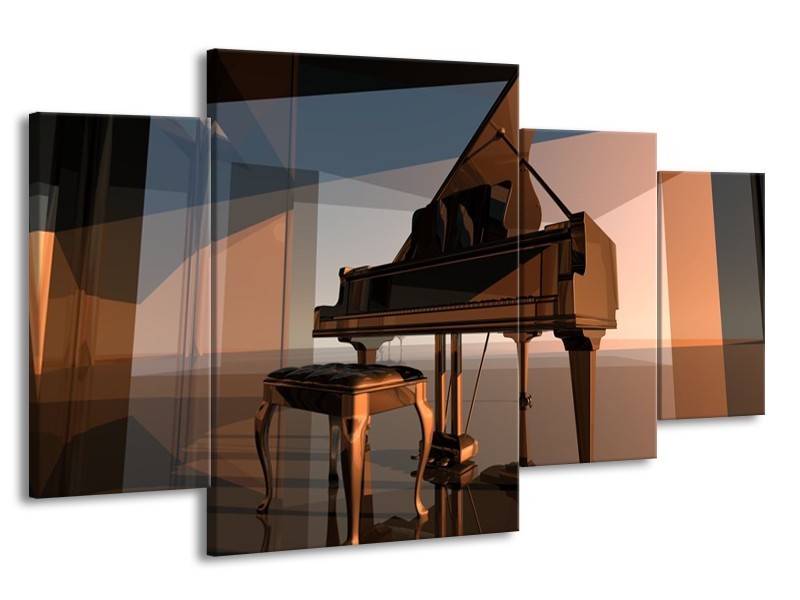 Glas schilderij Piano | Bruin, Grijs | 160x90cm 4Luik
