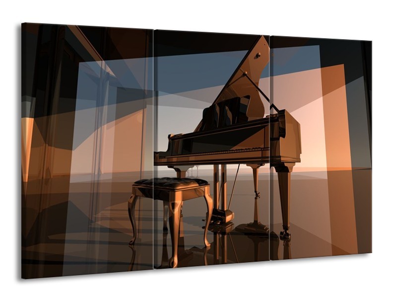Glas schilderij Piano | Bruin, Grijs | 165x100cm 3Luik