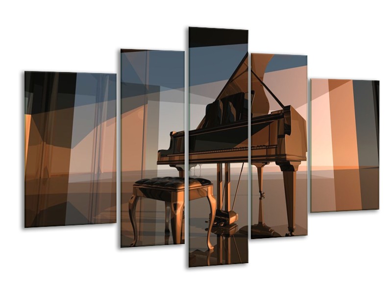Glas schilderij Piano | Bruin, Grijs | 170x100cm 5Luik