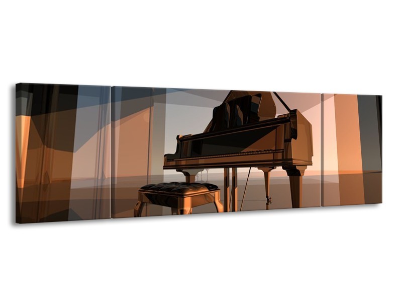 Glas schilderij Piano | Bruin, Grijs | 170x50cm 3Luik