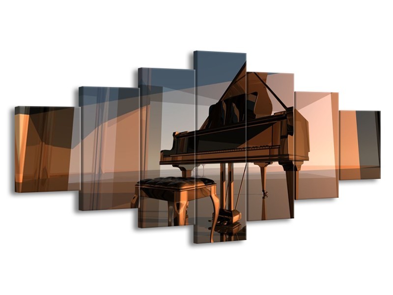 Canvas schilderij Piano | Bruin, Grijs | 210x100cm 7Luik