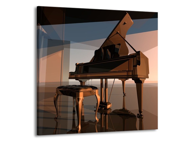 Glas schilderij Piano | Bruin, Grijs | 50x50cm 1Luik