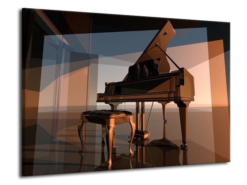 Canvas schilderij Piano | Bruin, Grijs | 70x50cm 1Luik