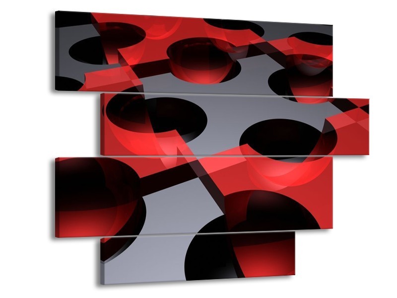 Canvas schilderij Modern | Rood, Grijs | 115x85cm 4Luik