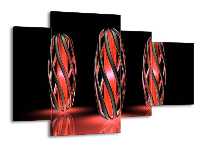 Glas schilderij Design | Rood, Zwart | 120x75cm 4Luik