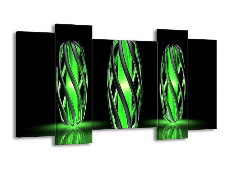 Canvas schilderij Design | Groen, Zwart | 120x65 5Luik